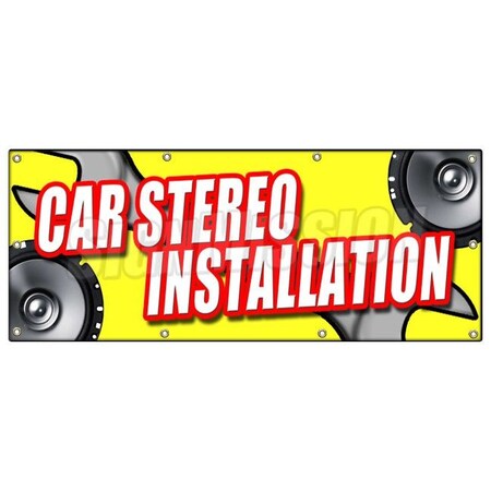 Signmission CAR STEREO INSTALLATIONBANNER SIGN sales service mp3 repair amps deck B-96 Car Stereo Installation